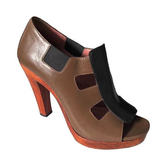 Derek Lam Cage Cut Out Peep Toe Wood Heels 7.5 - Picture 1 of 12